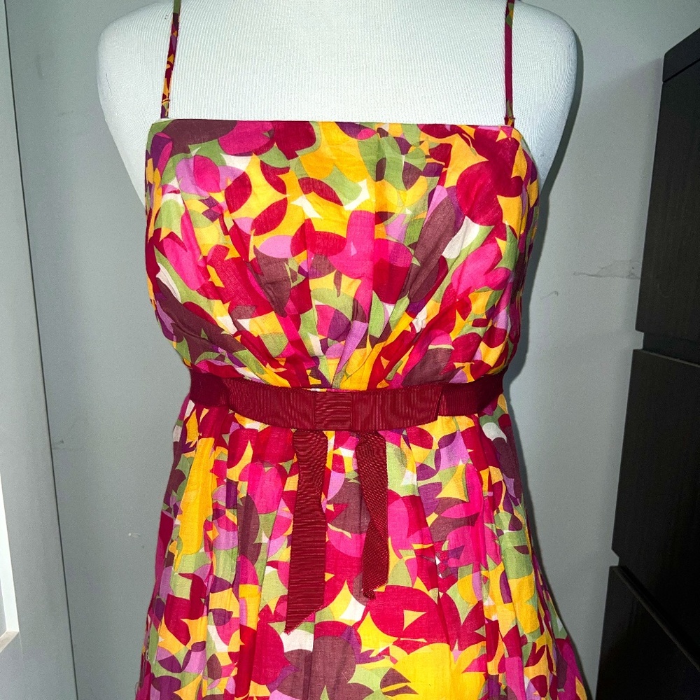 Anthropologie Anna Sui abstract Floral Camisole Top Size 2 magenta, green